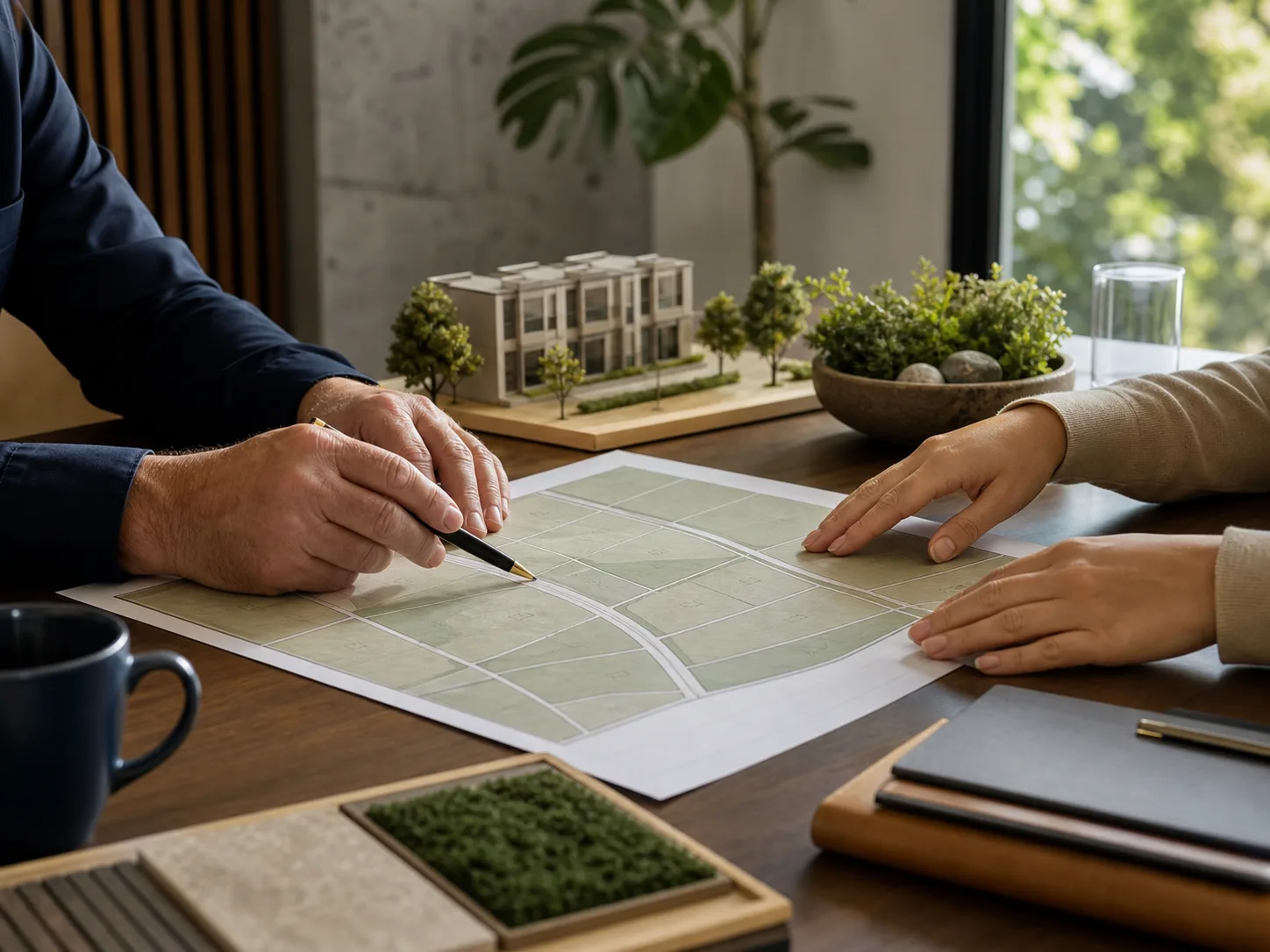 Landowner partnership in Savar and Dhaka with plot map and residential model