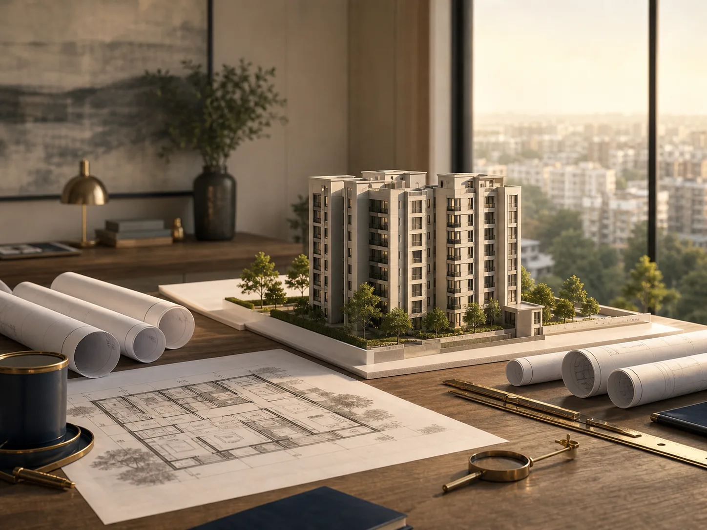 Architectural model and planning desk for SDDL residential development
